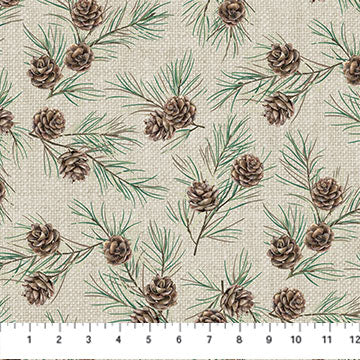 White Linen Christmas - Beige Multi Pine Cones