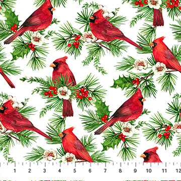 Cardinal Christmas - White Multi Cardinals