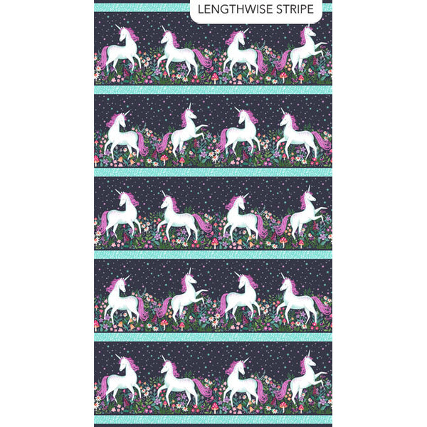 Unicorn Dreams - Charcoal Boarder Stripe