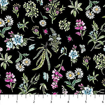 From Paris With Love - Black Multi Small Floral