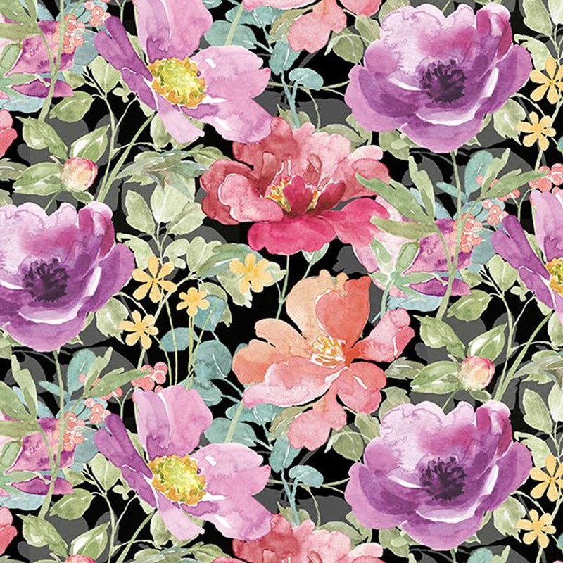 Meadow Melody - Black Blossoms All Over