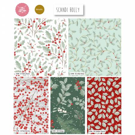 Scandi Holly 5 Piece Fat Quarter Bundle