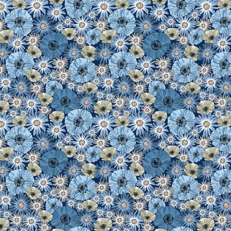 Blue And Marble - Blue Packed Daisies