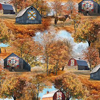 Barn Quilts - Rust Multi Barn Scene