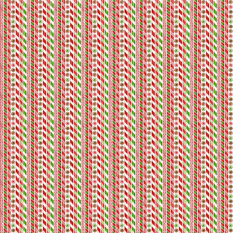 Vintage Christmas - White Multi Candy Stripe