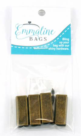 Emmaline Strap End Caps - Rectangle 1" wide 4 Pack Antique Brass