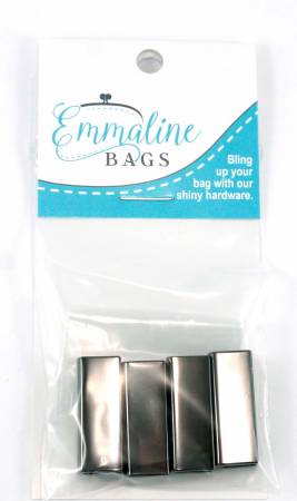 Emmaline Strap End Caps - Rectangle 1" wide 4 Pack Gunmetal