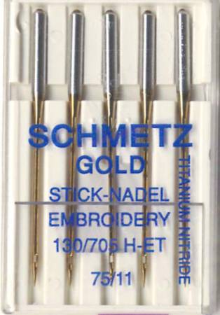 Schmetz Gold Titanium Embroidery Machine Needle Size 11/75