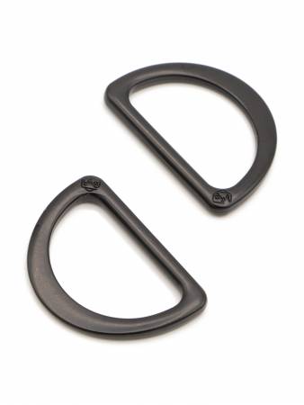 D Ring Flat 1in Black Metal Set of Two