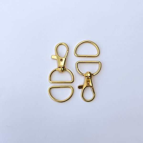 2 - 3/4 inch Swivel hook and D-Ring Gold