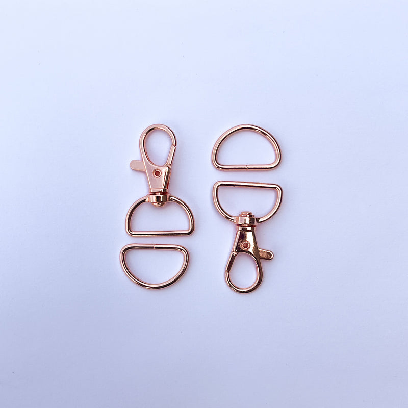 2 - 3/4 inch Swivel hook and D-Ring Rose Gold