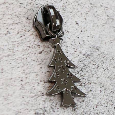 Four - Christmas Tree Zipper Pulls Size 5 Gunmetal