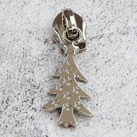 Nickel Christmas Trees Pulls for #5 Zipper  - Package of 4