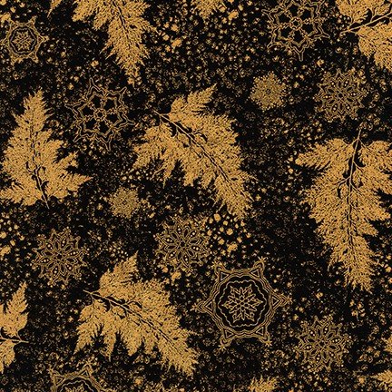 Holiday Flourish Metallic 12 - Black/Gold Leaves