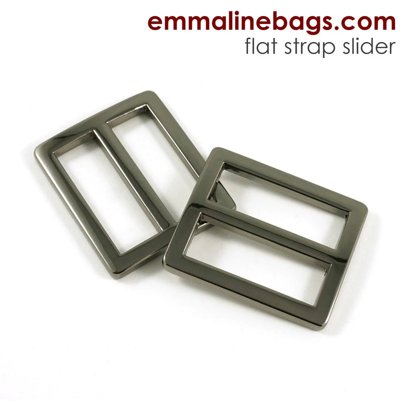 1" Gunmetal Flat Strap Sliders - Package of 2