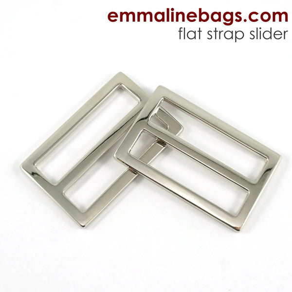 1½" Nickel Flat Strap Sliders - Package of 2