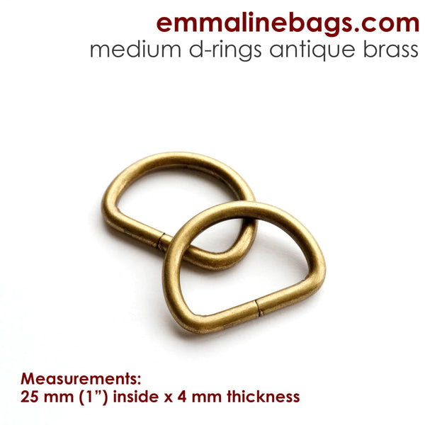 Emmaline D-Rings 1" Antique Brass - Pack of 4