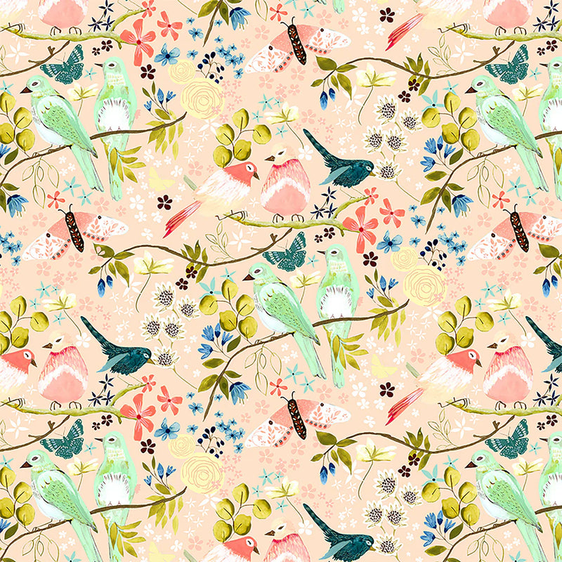 Serenity Blooms - Peach Birds