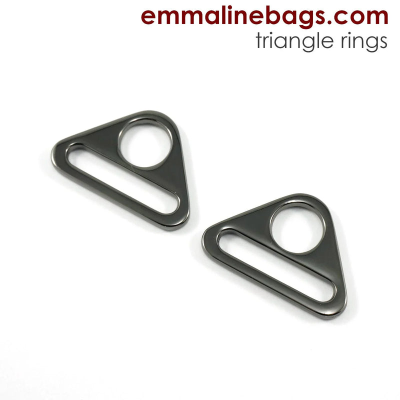 1" Gunmetal Triangle Rings - Package of 2