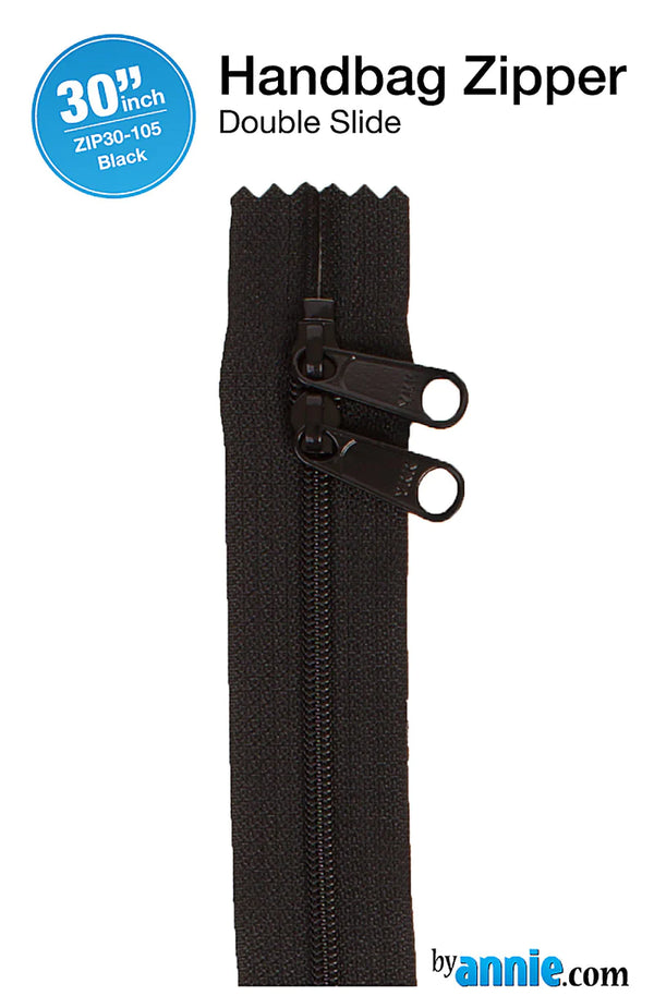 30" Double Slide Handbag Zipper Black