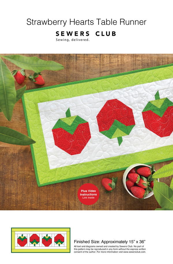 Strawberry Hearts Table Runner Pattern